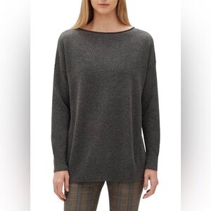 LAFAYETTE 148 Light Gray Cashmere Relaxed Sweater M
